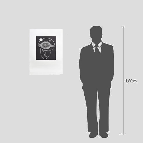 Simulación real dimensiones obra gráfica de Eduardo Arroyo Conde de Godo - Sombreros para Alicia a la venta