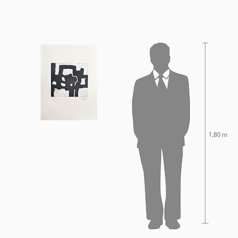 Simulación real dimensiones obra gráfica de Eduardo Chillida Homenaje a Picasso a la venta